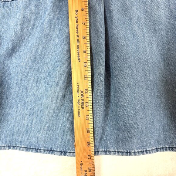 COS Oversized Cropped Elbow Sleeves Cotton Tencel Collared Denim Shirt Womens 2 - Picture 5 of 9